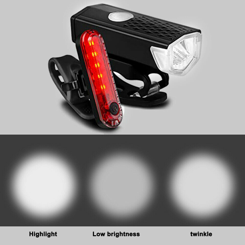 5pcs/Set Bike USB Front Tail Lights Bottle Holder Phone Holder Horn Bell Set