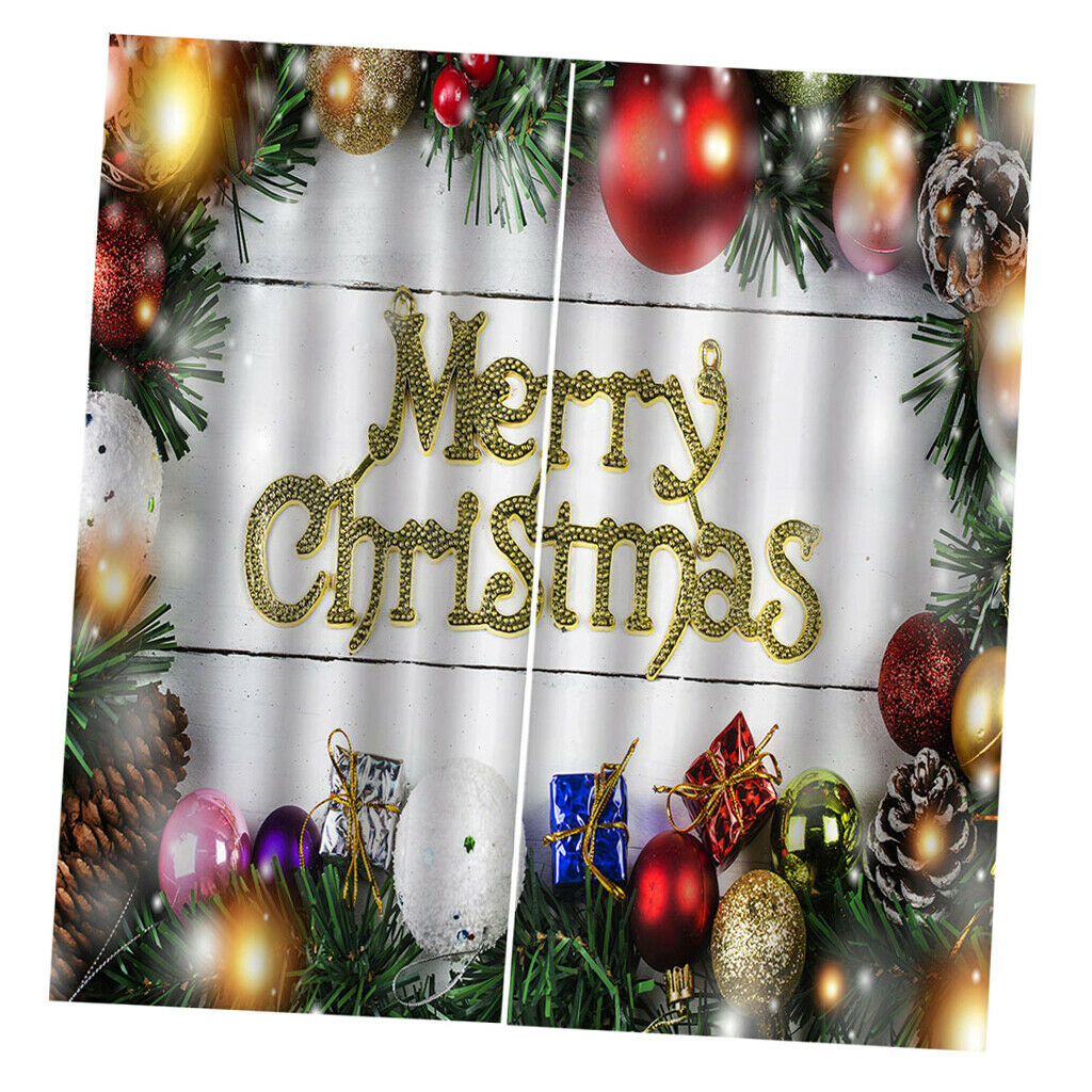 2x Cute Christmas Ball Waterproof Living Room Bedroom Window Drapes 2 Panels