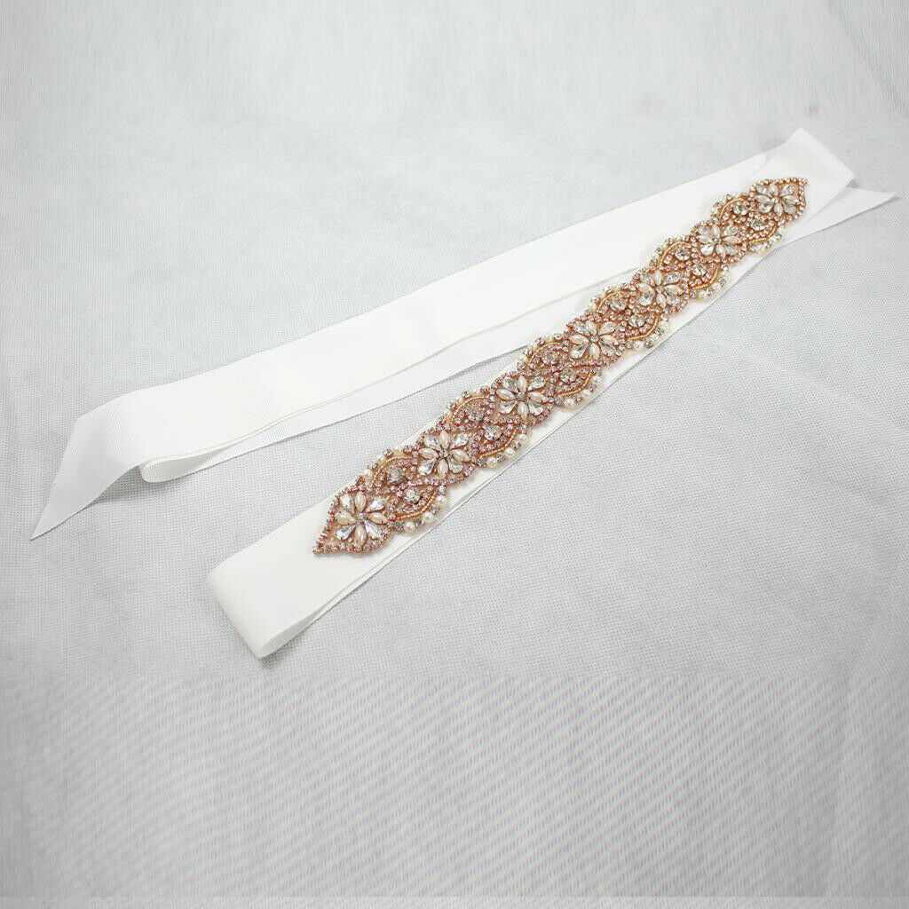 Flowers Rhinestone Crystal Dress Belt Sash Belt Shiny Evening Bridal Belts
