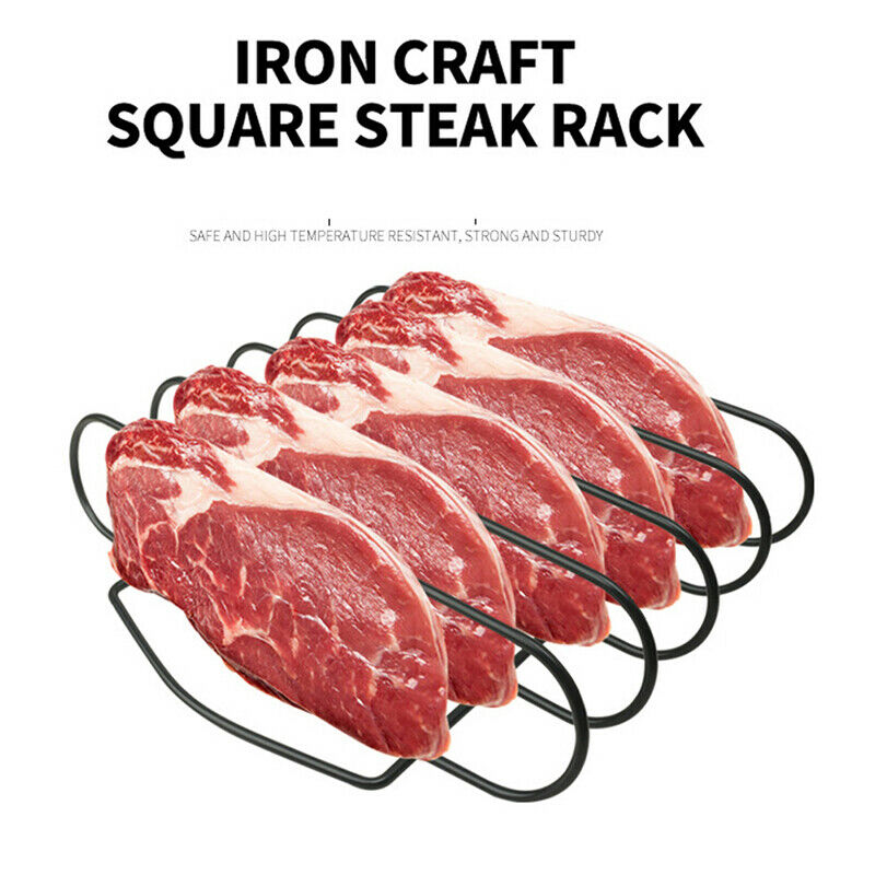 Non-stick Rib Shelf BBQ Stand Barbecue Roast Rack Stainless Steel Grilling RBDA