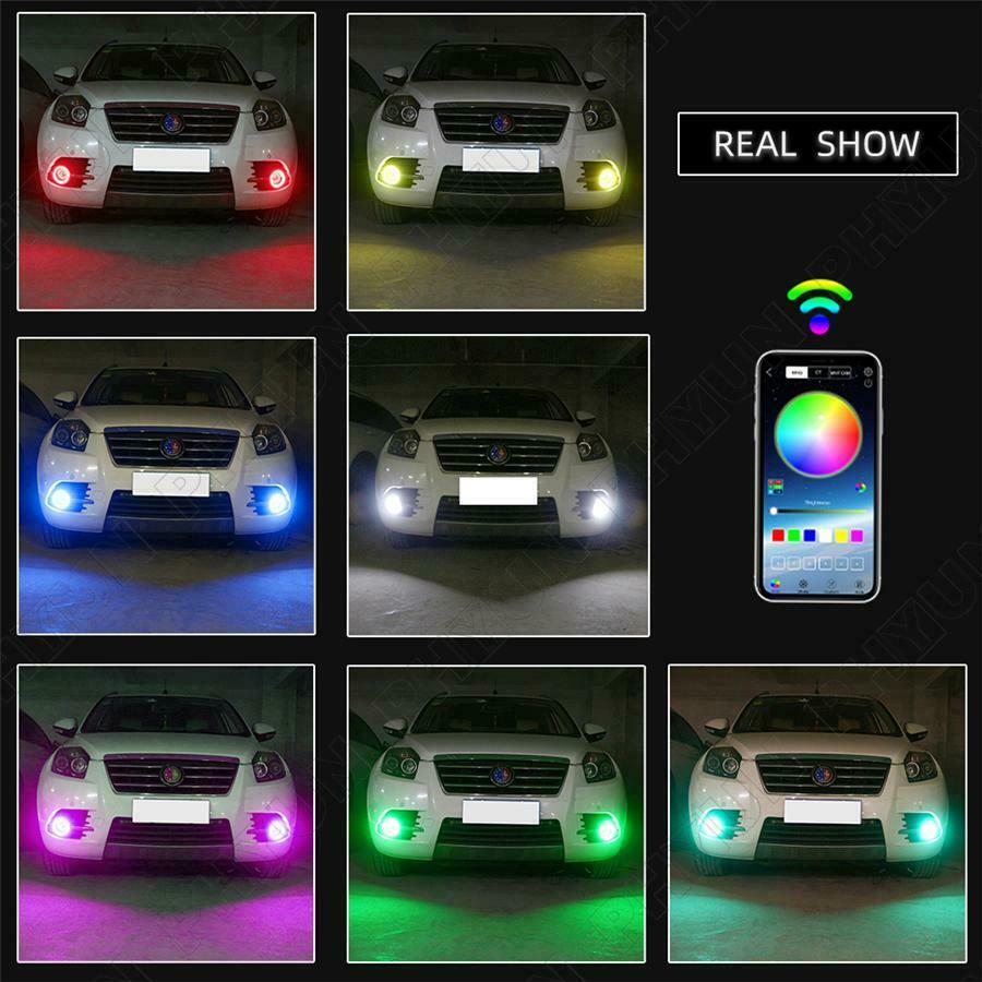 2x 60mm Angel Eyes RGB Headlight Halo Rings For Car Scooter Motorcycle Universal
