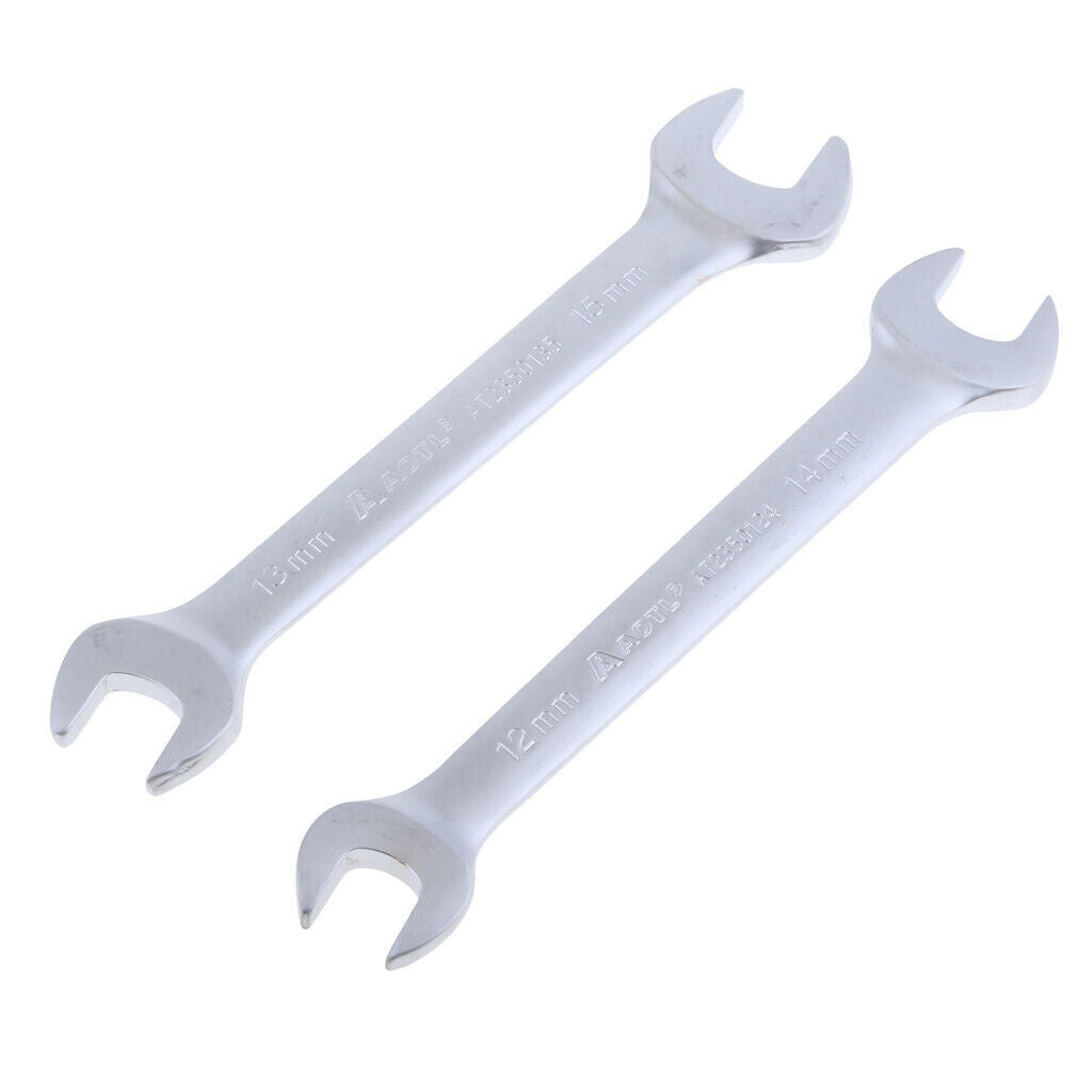 2 Pieces Double Head Open End Wrench Metric 12mm x 14mm and 13mm x 15mm