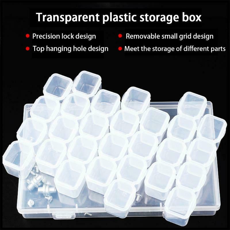 Transparent 28 Compartments Transparent Storage Box Plastic Tins Tools Storage