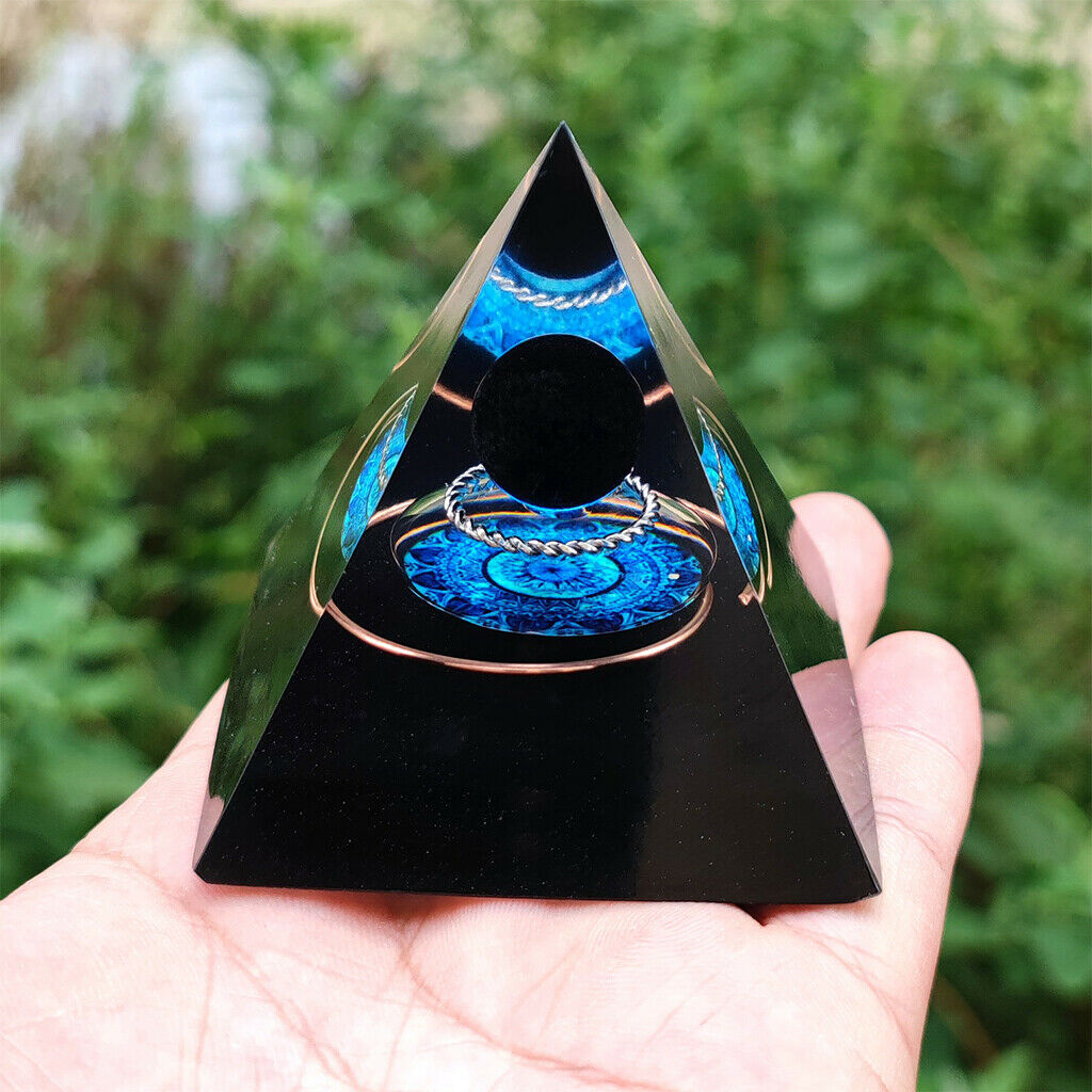 Natural Handmade Obsidian Pyramid Crystal Office Furnishing Article Ornament