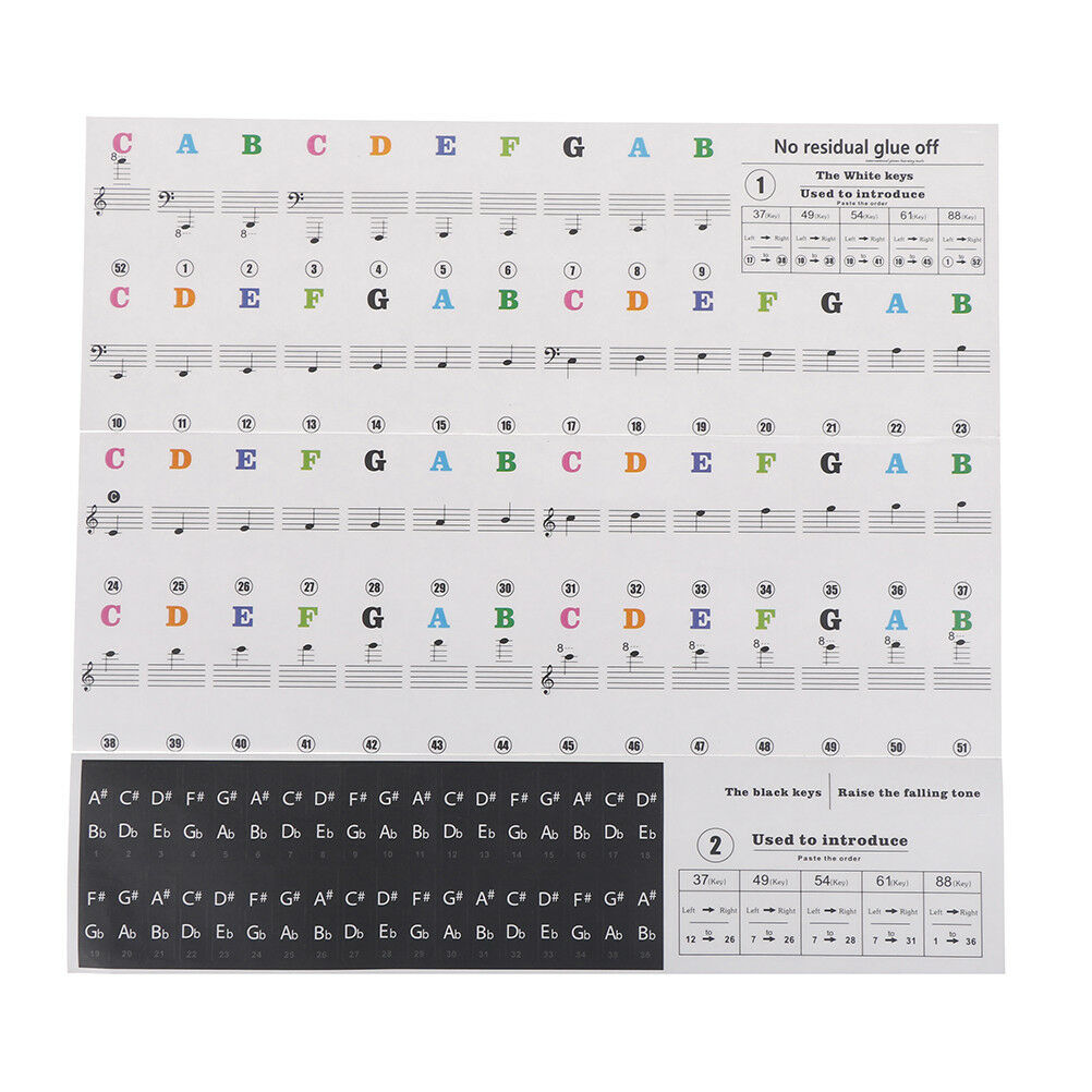 Keyboard Piano Multicolor Removable Piano and Keyboard Stickers for 49 61 76DEAU