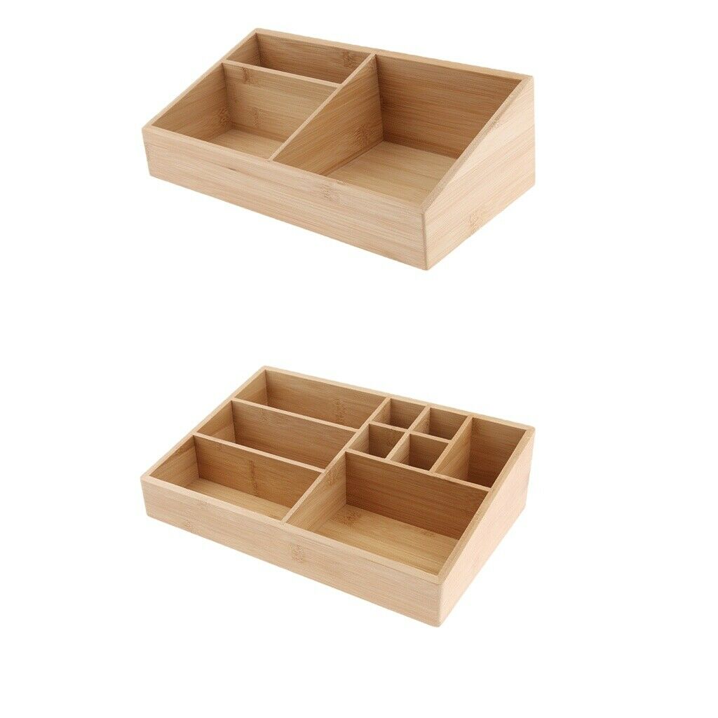 2 Pcs Wood Makeup Storage Organizer Cosmetic Storage Box For Neat Countertop