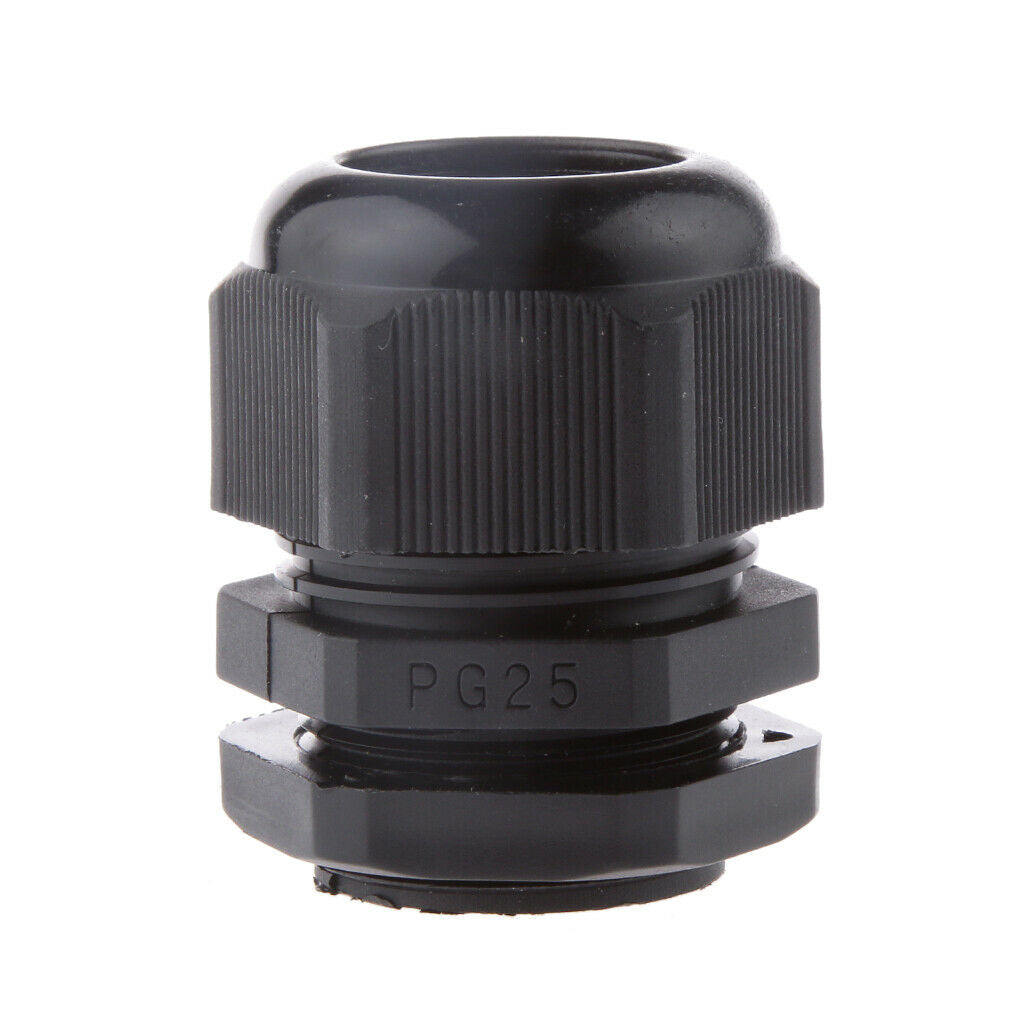 10PCS PG25 Black Plastic IP68 Waterproof Cable Gland Connector 16-21mm