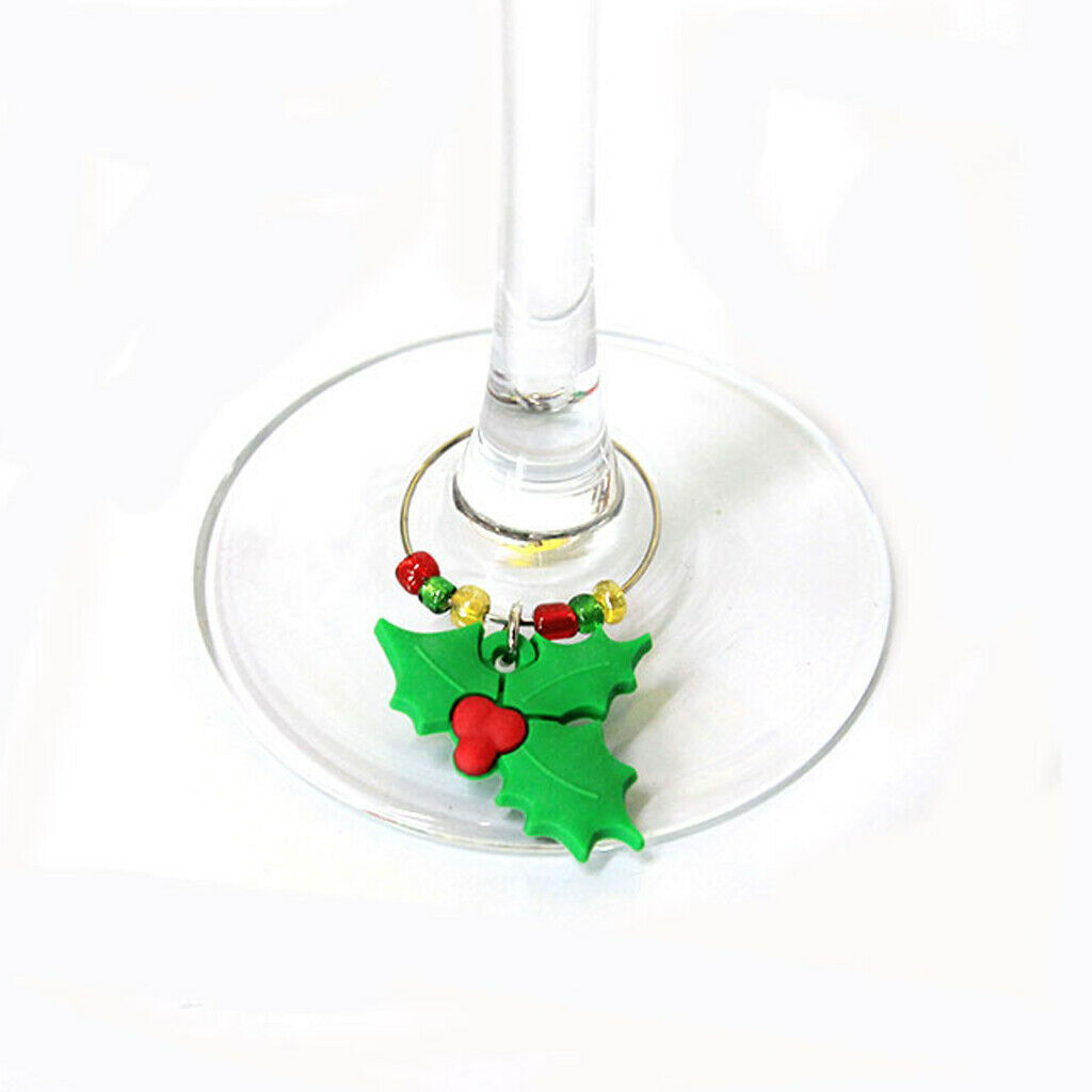 6pcs/Set Christmas Glass Beach Themed Wine Glass Charms,Wine Tasting Party