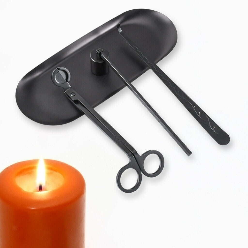 4 - 1 Stainless Steel Wick Snuffer Tool Candle Trimmer Black