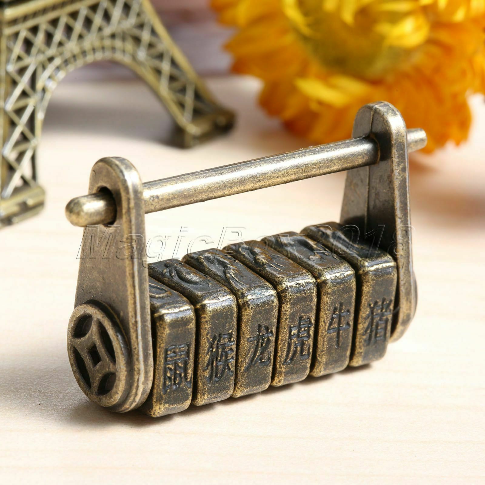 Unique Chinese Zodiac Password Padlock Keyed Lock Jewelry Box Drawer Decorative