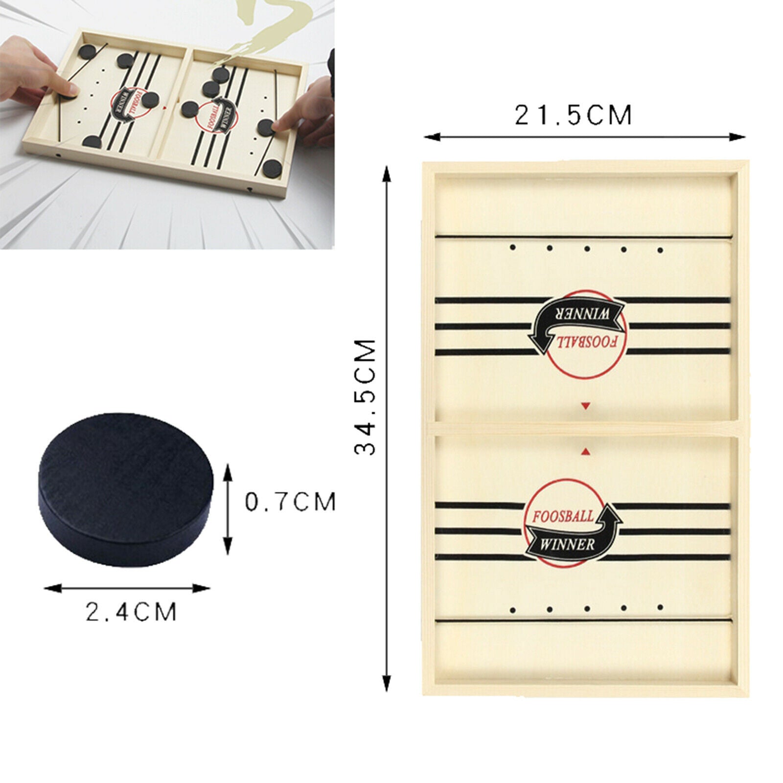 Wooden Fast Sling Puck Game Paced Sling Winner Hockey Board Toys Small