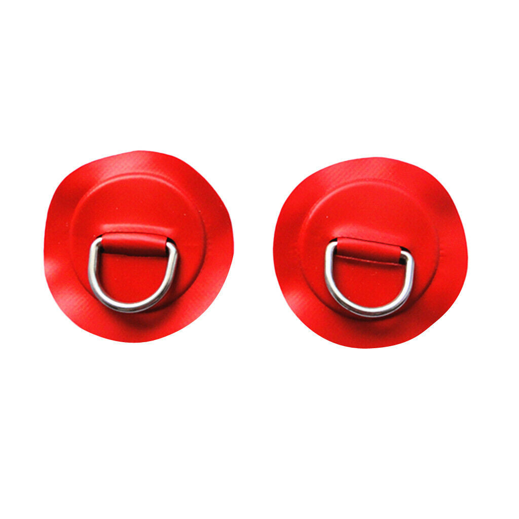 2 Pieces Red Durable 316 Stainless Steel D-Ring Pad / Patch for PVC Inflatable