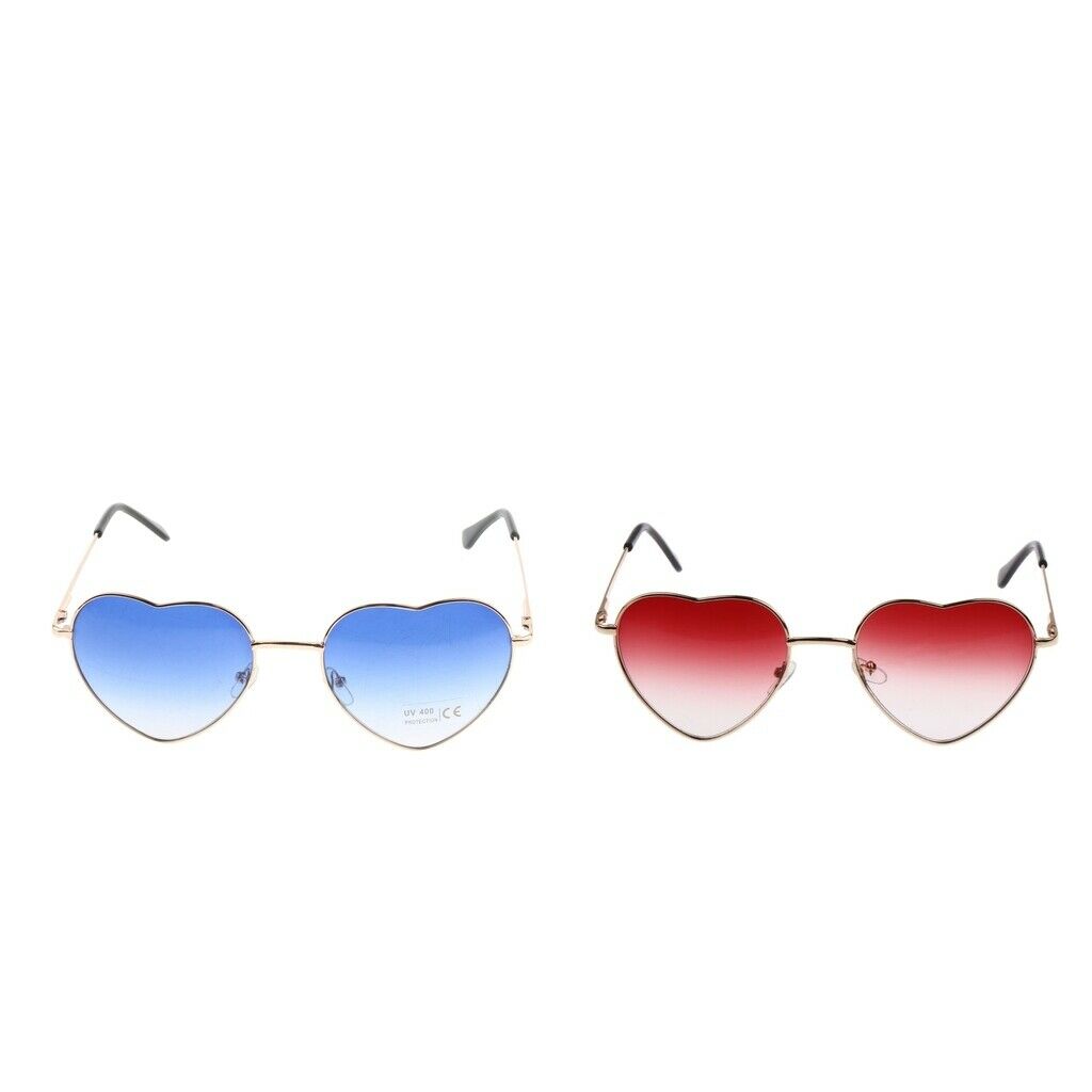 2 Pack Metal Frame Heart Shaped Sunglasses Women Party Eyewear Eyeglasses
