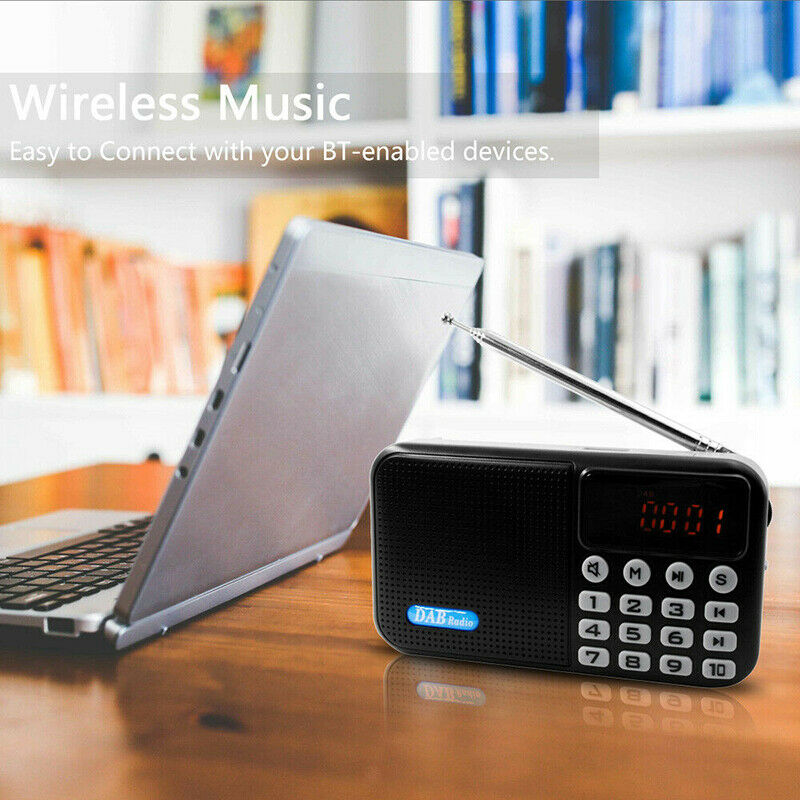 Black Portable Pocket Digital DAB Radio FM MP3 Player Stereo Speaker W/ 18650