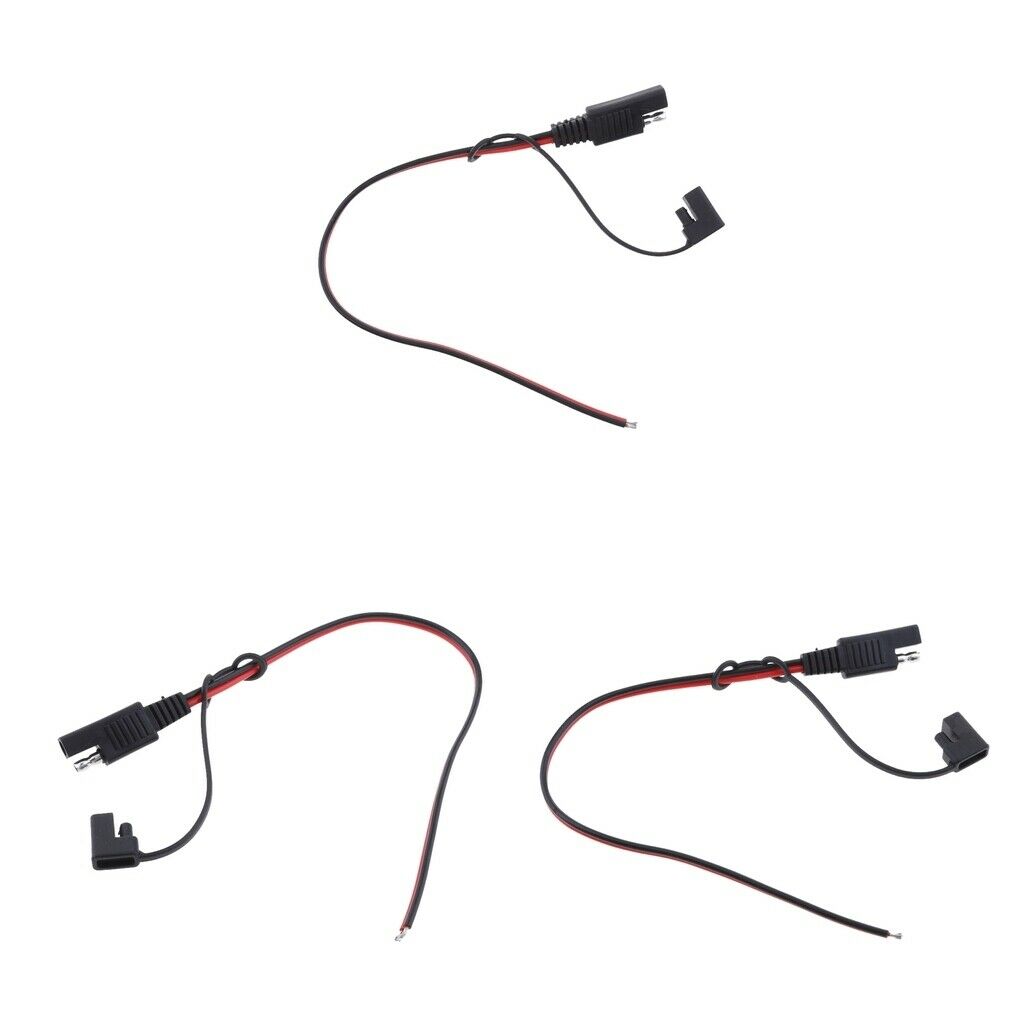 3Pcs DIY SAE Power 300mm 10A 18AWG Extension Cable Plug for Car Solar Panel