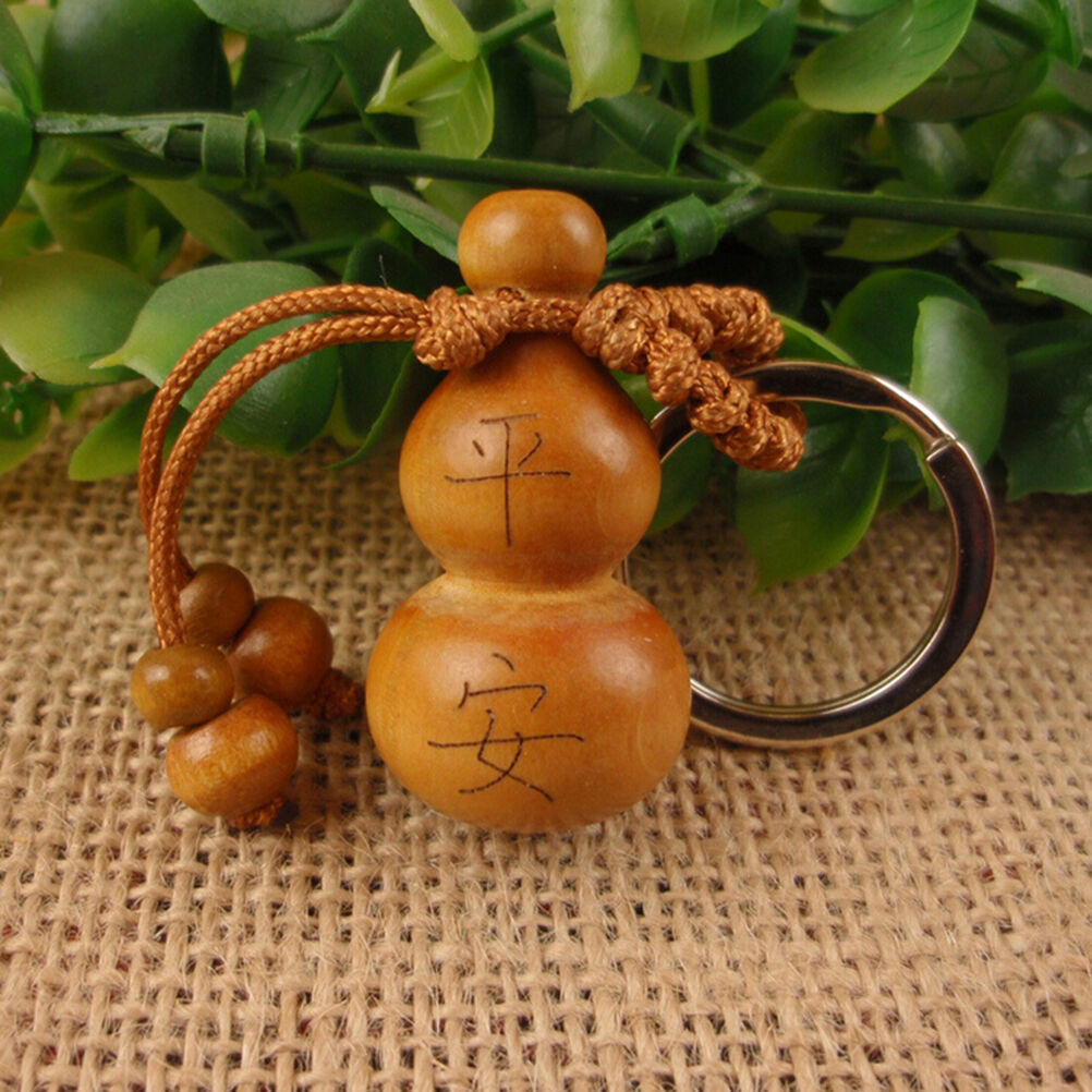1 Pcs Gourd Craft Keychain Mahogany Chinese Traditional Fortune Keyring D.l8