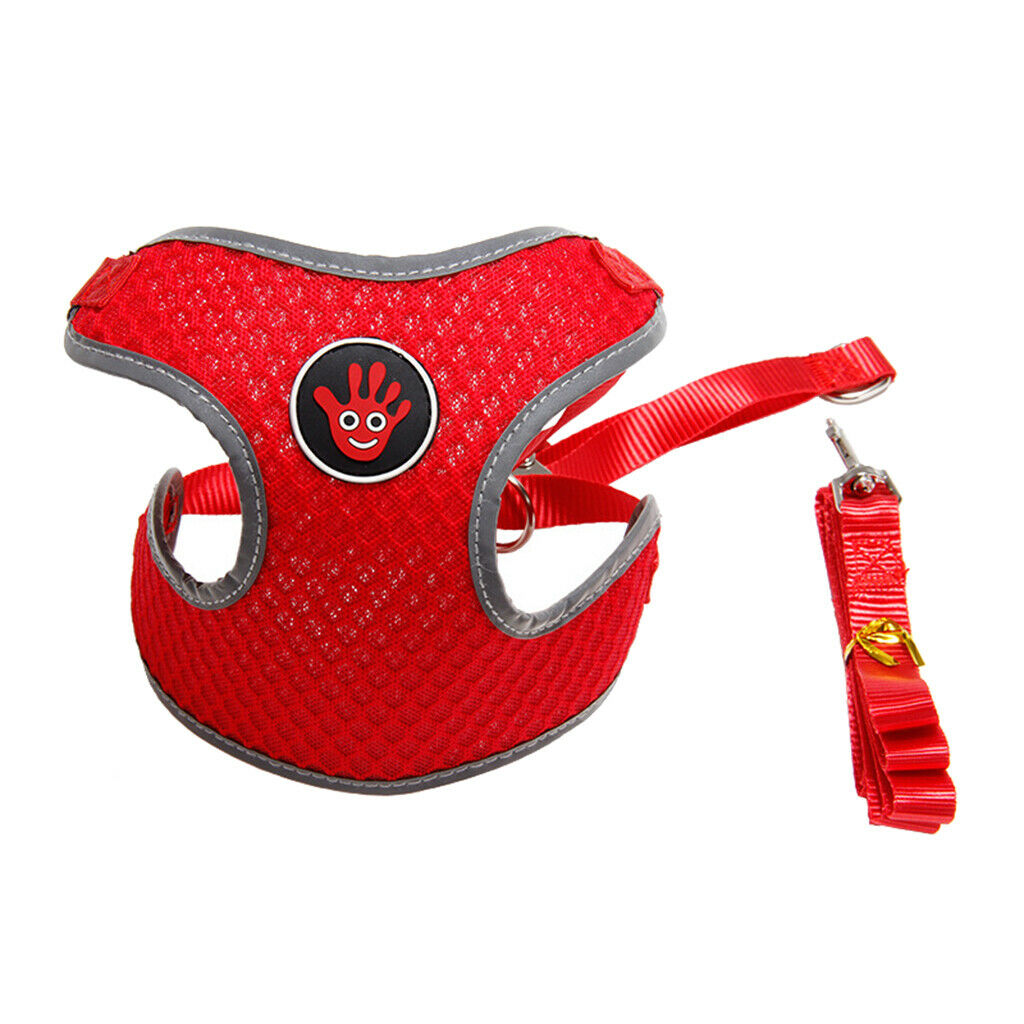 Breathable Dog Vest Harness Pet Outdoor Traction Rope For Cat Dog Red S
