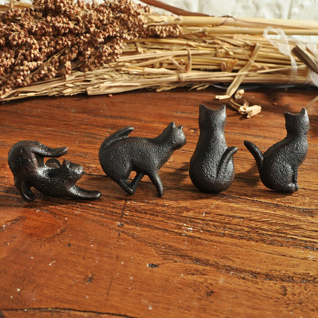 4x Cat Shape Cupboard Drawer Knob Kitchen Cabinet Door Pull Cast Iron Handle