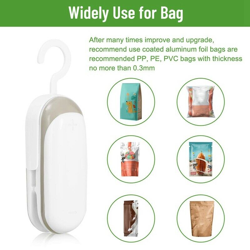 Mini Bag Sealer, 2 in 1 Heat Sealer and Cutter with Hook, Portable Food SealR5Q3