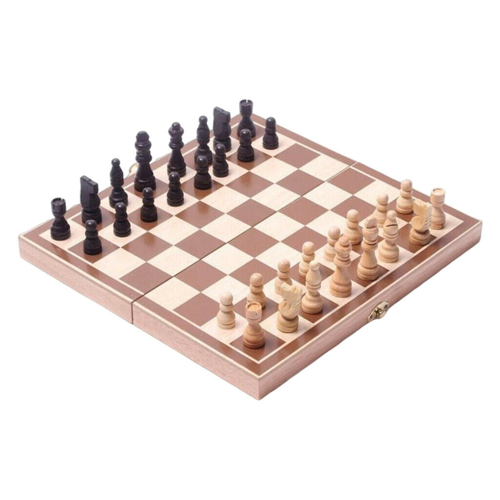 14'' International Wooden Chess Set Folding Board Travel Chess Board Game Set
