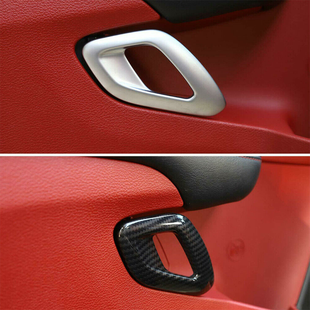 Pair Carbon Fiber Inner Door Handle Cover Trim for Dodge Challenger 2015-2019