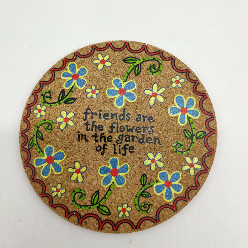 4pcs Cork Drink Coasters Heat Resistant Patterned Mats Moisture Absorbing