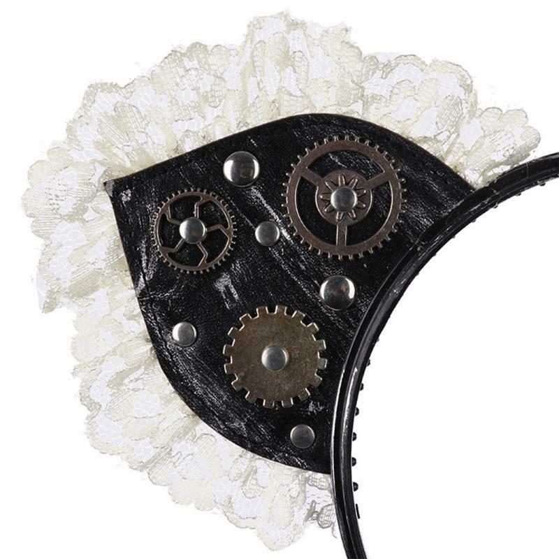 Steampunk Cat Ears Hair Hoop Gear Punk Headdress Halloween Performance Props