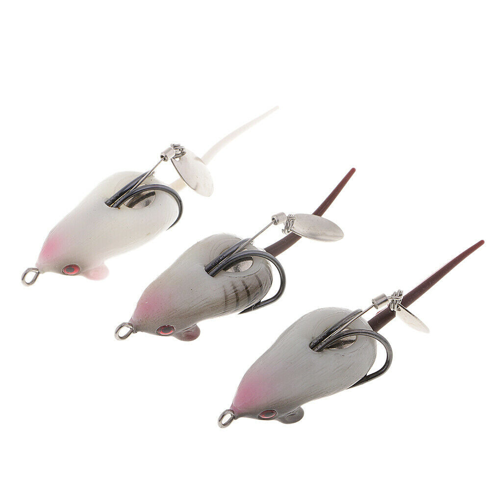 3pcs Mice Baits Frog Topwater Rat Lure Sequins Bait Artificial Fishing Lures