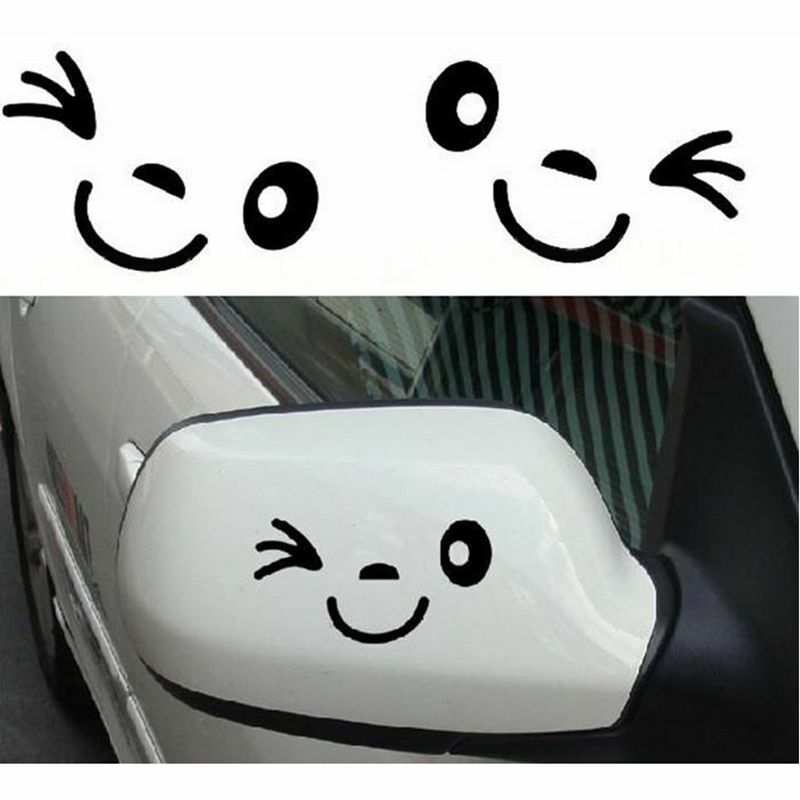 Car Stickers Pair Wink Smile Face Mirror Rearview Affixed Funny Decoratio.l8