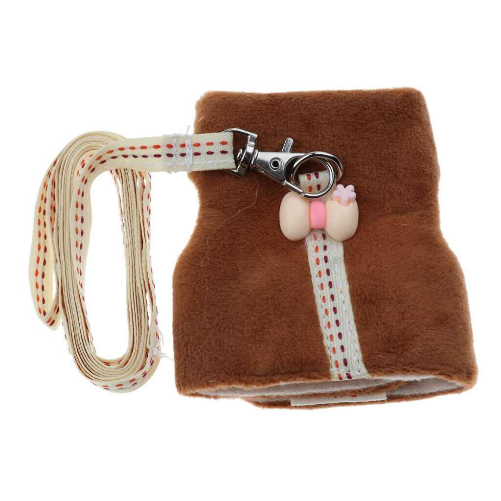 Small Pet Brown Clothes Adjustable Harness Lead Leash Traction Rope L