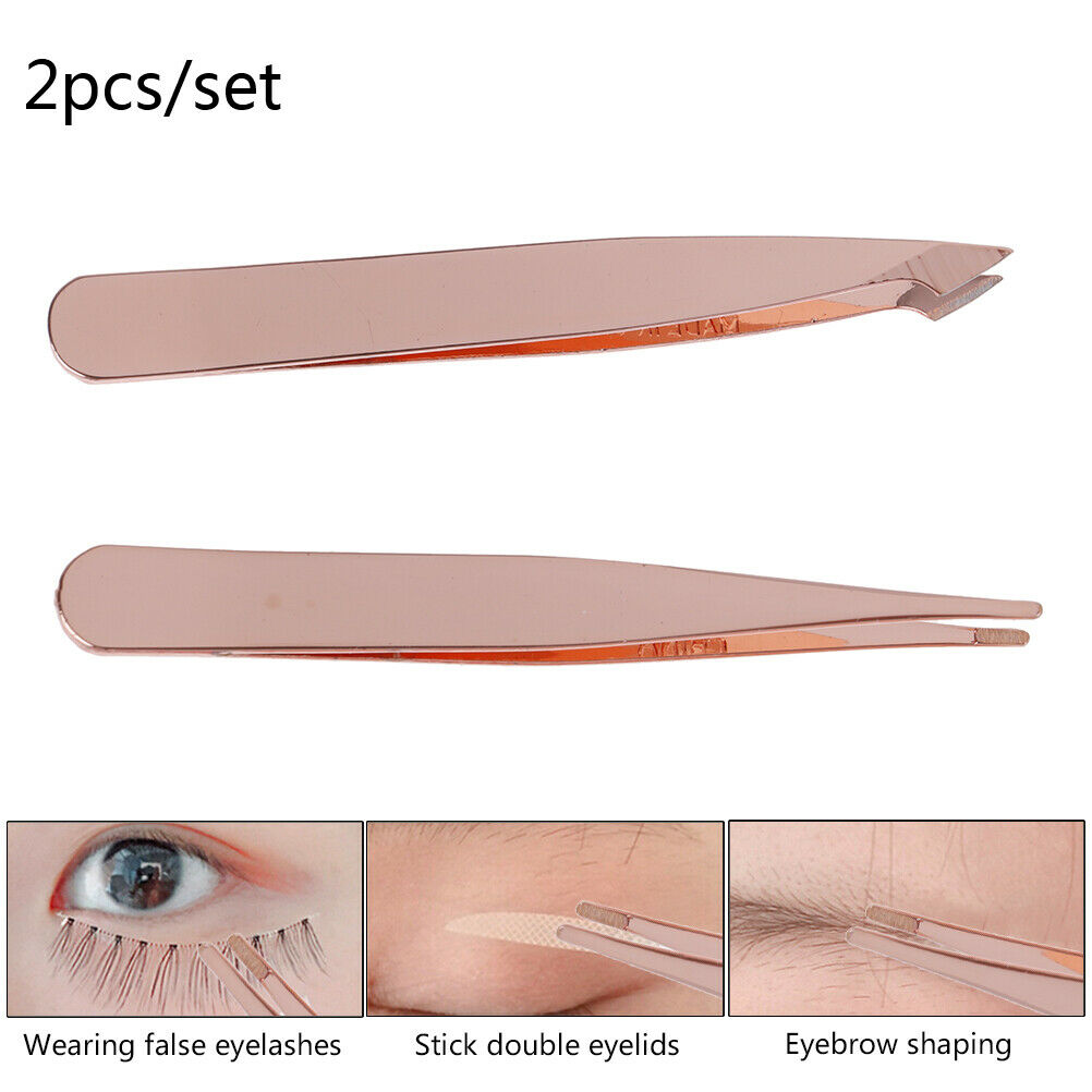 2Pcs/Set Slanted Eyebrow Tweezers Eye Lashes Tweezer Nippers Face Hair Re.l8