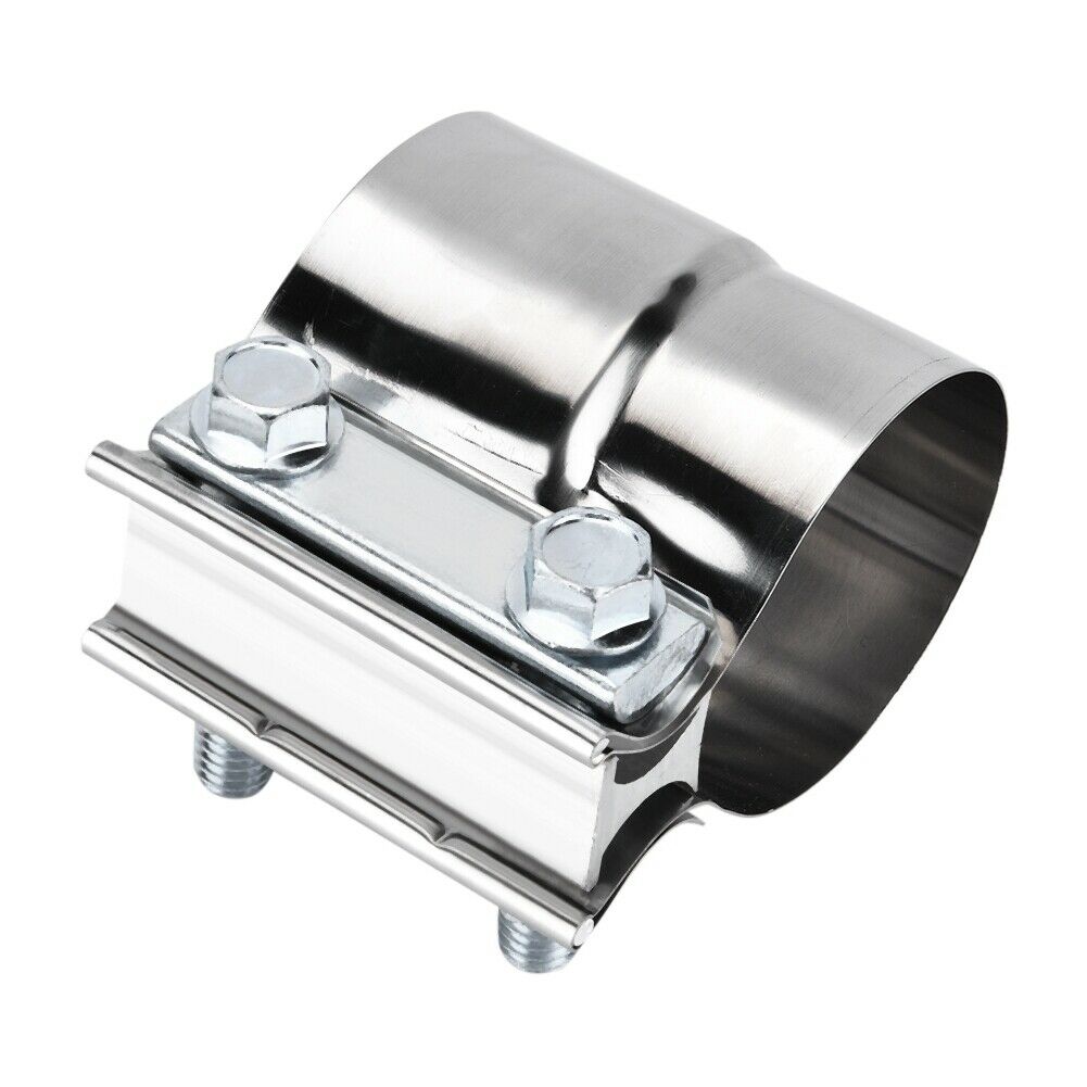 2.5"/66mm Clamp-On Stainless Exhaust Pipe Connector Sleeve Joiner Clamps Kit Set