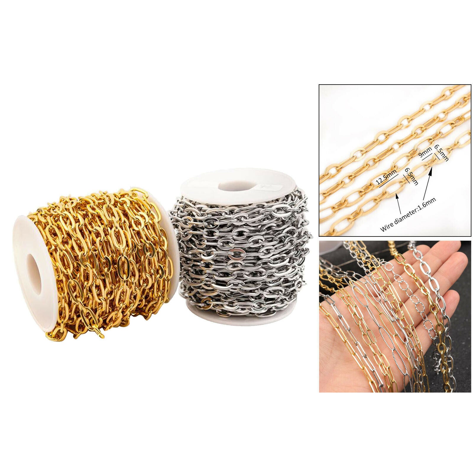 2 Pieces Stainless Steel Oval Cable Chains Link Connector Charms