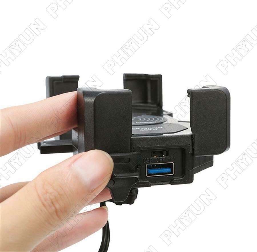 Motorcycle Phone Holder 15W Qi Wireless Smart Charger Semiautomatic Bracket 2in1