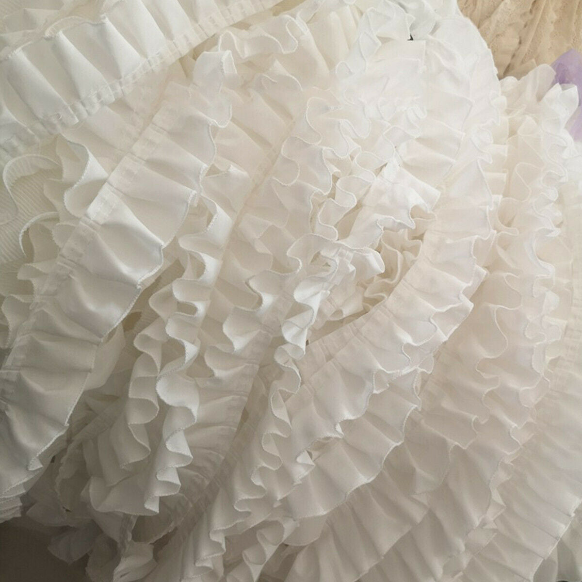 100cm White Pleated Lace Fabric Trim Cotton Lace Trim  for DIY Sewing Decor
