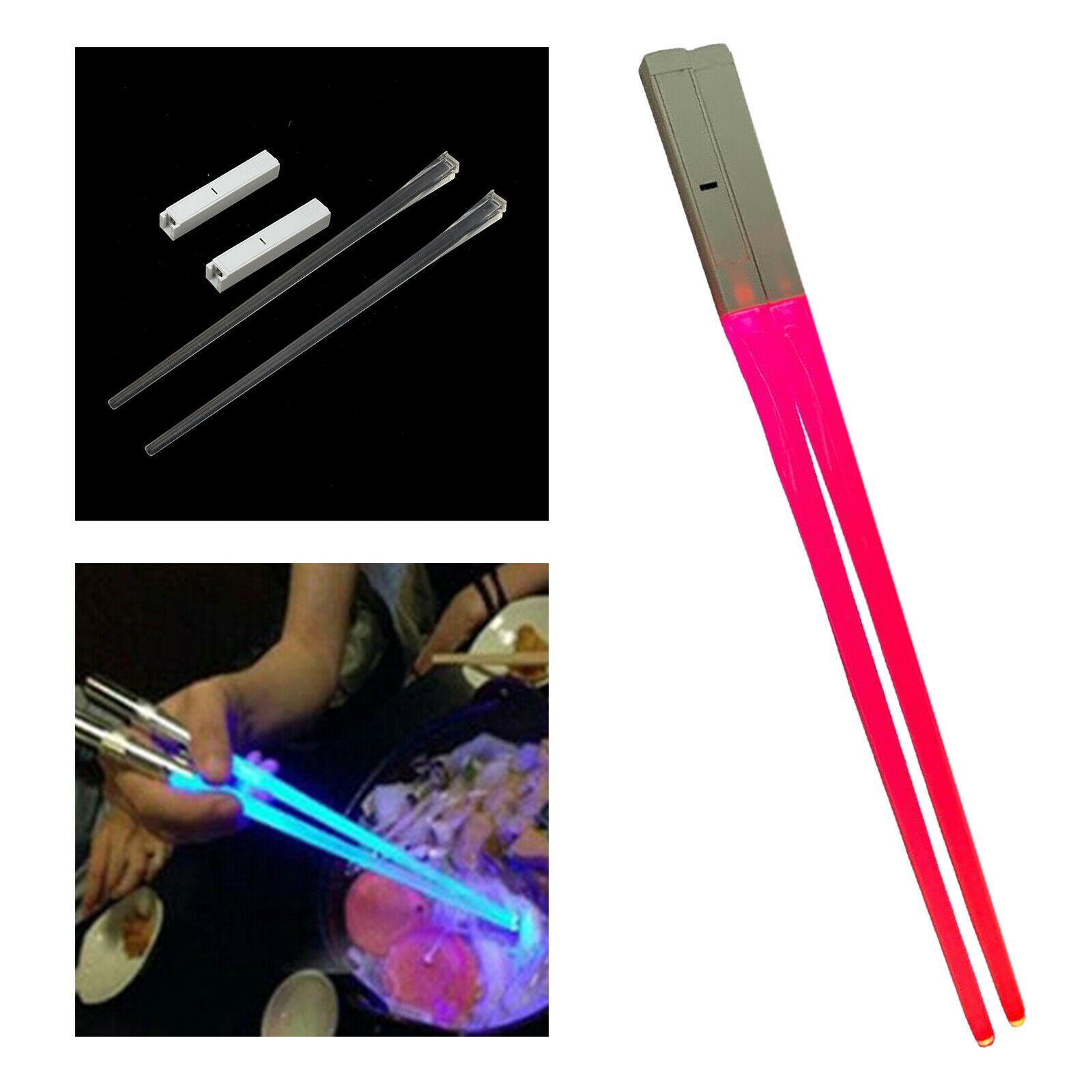 LED Lightsaber Chopstick Reusable Light Up Chopstick Kitchen Party Red