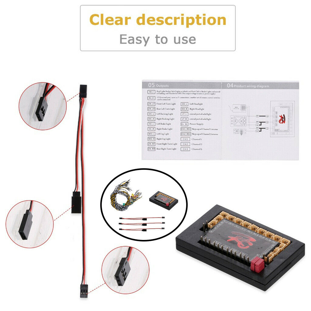 Light Kit 14-LED Flashing Light System 1/10 1/8 Lamp Kit Set Set Hobby Parts