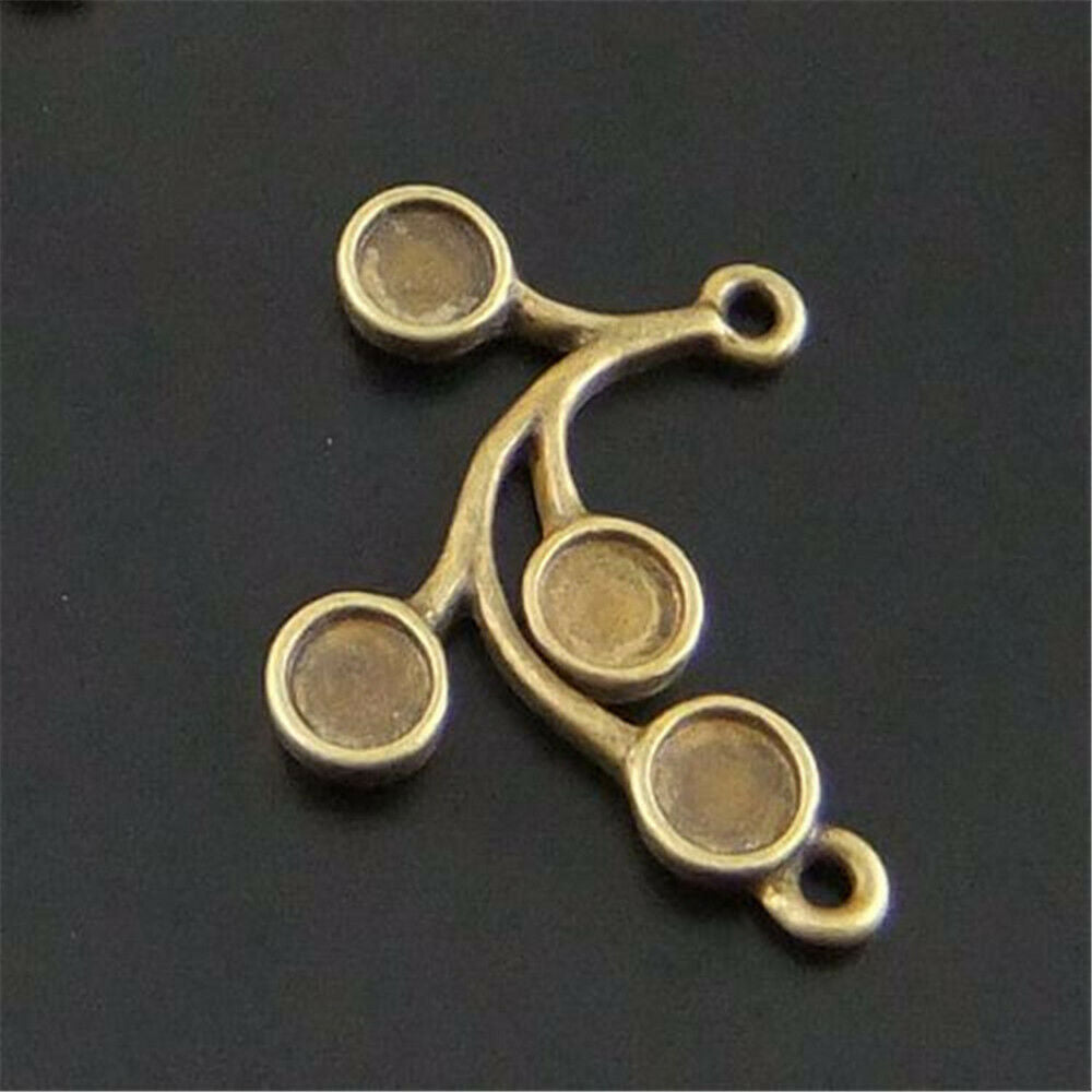 20 pcs Antiqued Bronze Tree Branch Bezel Charm Pendant Earring Findings 31x17mm