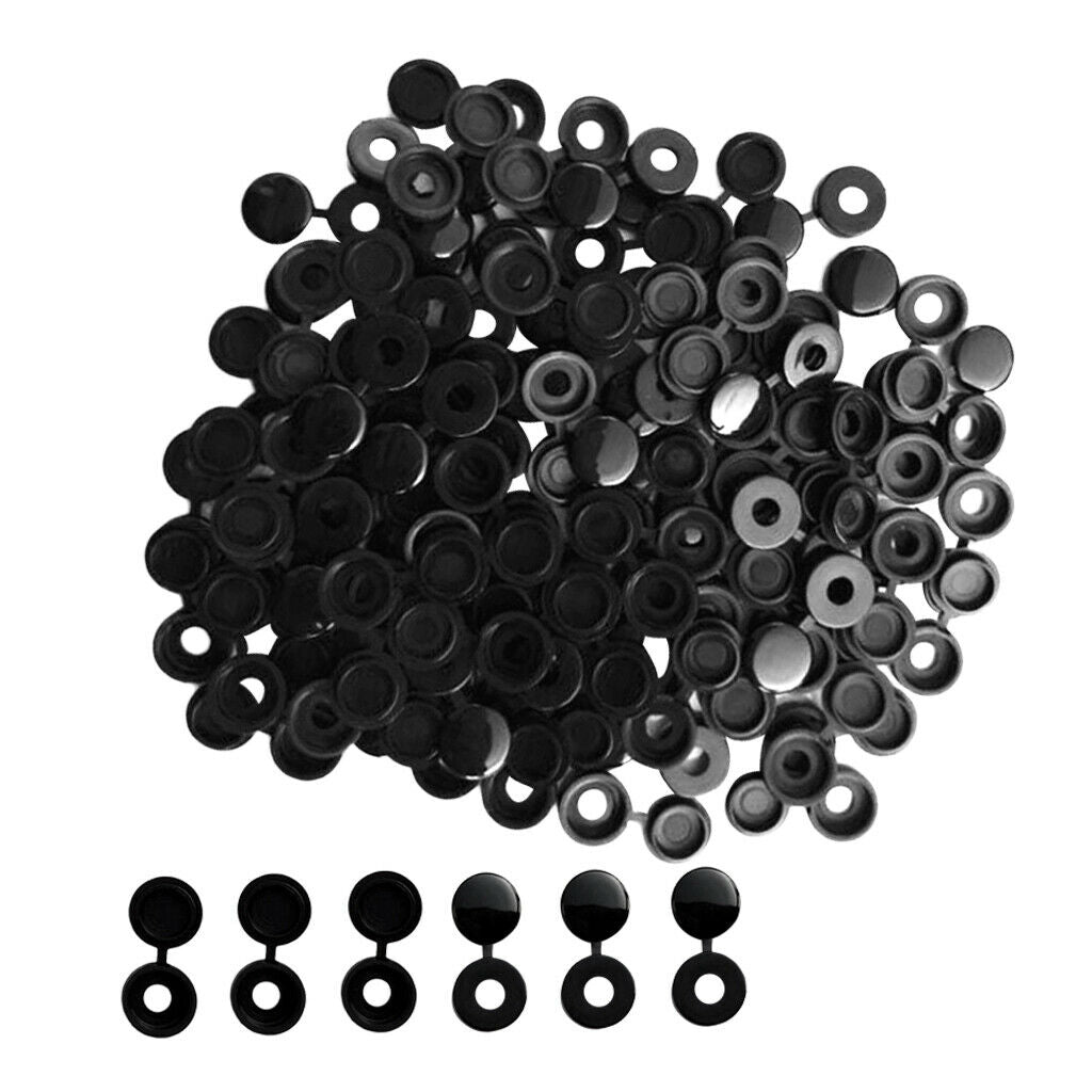 100 Pieces Small Hinged Screw Cover   for Car Home Furniture Decor Black