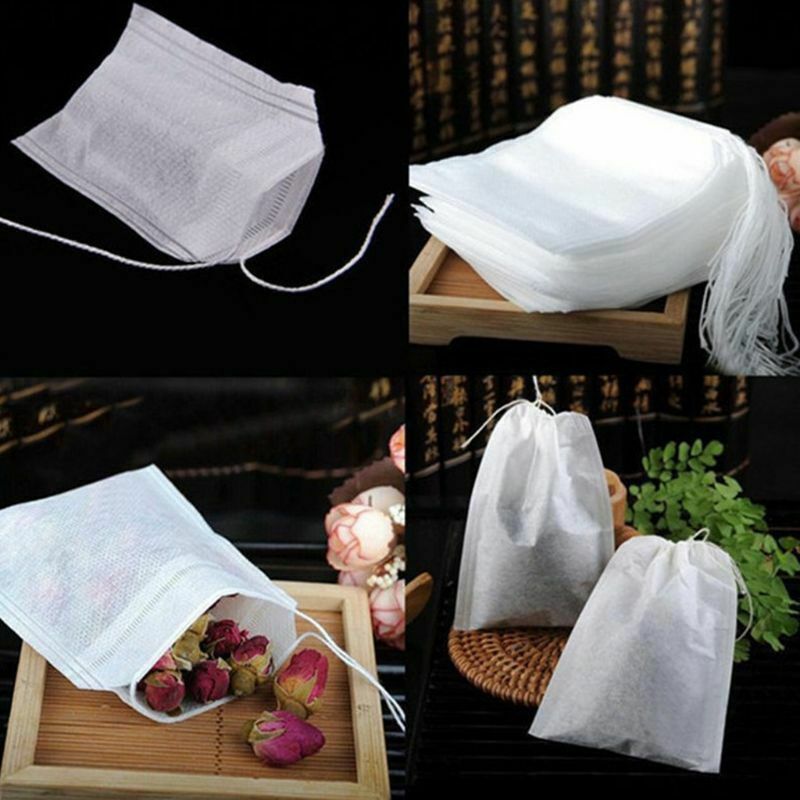 200Pcs Disposable Tea Filter Bags Empty Cotton Drawstring Seal Filter Tea Bags