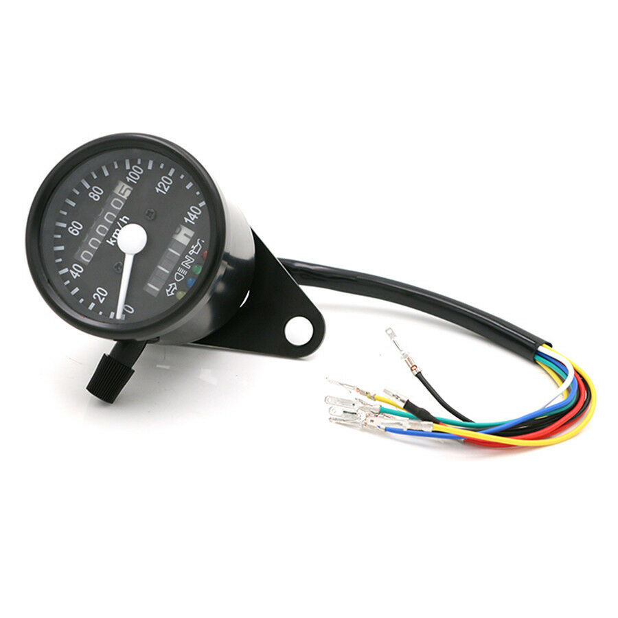 2in1 Motorcycle Black LED Tachometer Km/h Speedometer Odometer Gauge W/Bracket