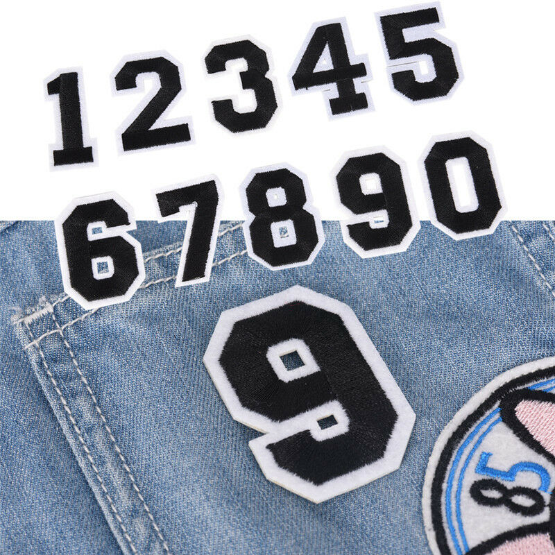 10PCs DIY Number Embroidery Sew On Iron Patch Badge Bag Fabric Applique Cr.l8