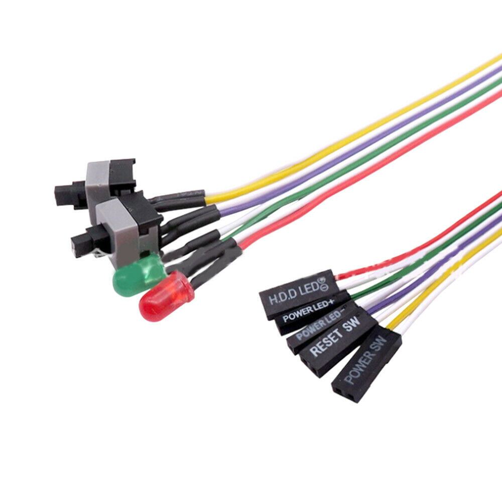 65cm LED Light Computer Motherboard Power Cable PC Power On Off Reset Switch