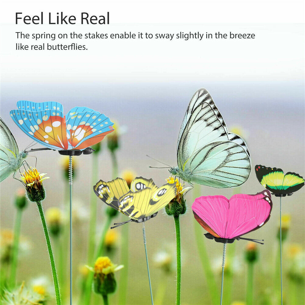 10x Simulation Butterfly Stick Outdoor Garden Flower Pot Decors Ornaments