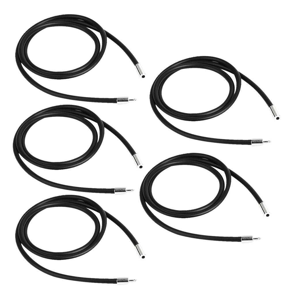 5pcs Women 20 Inch Black Rubber Stainless Steel Link Cord Necklace Chain