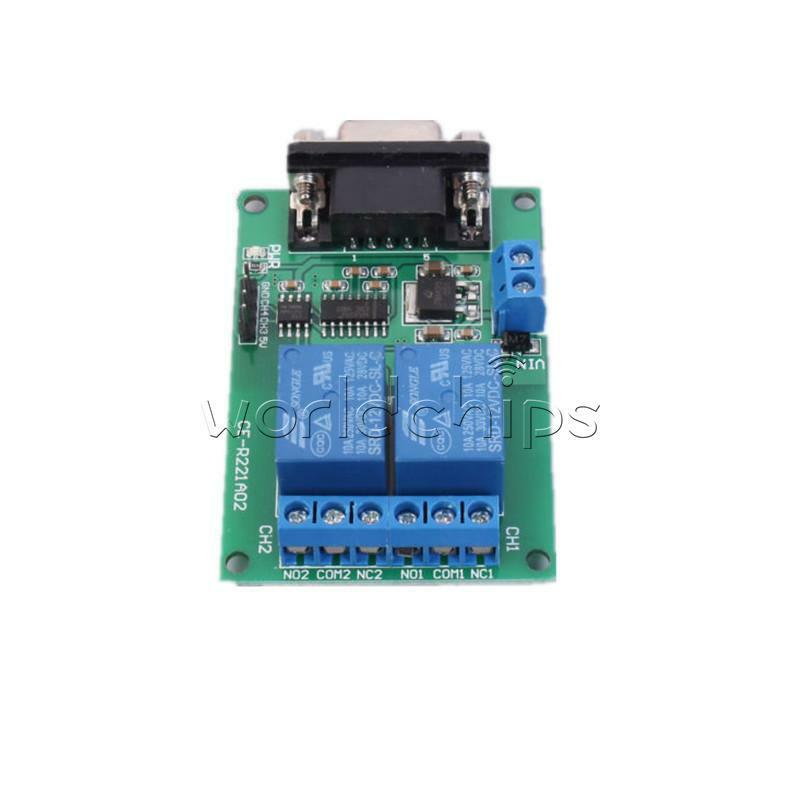 RS232 Relay Module 2-Channel Serial Port DB9 Interface Low Level Output 12V 10A