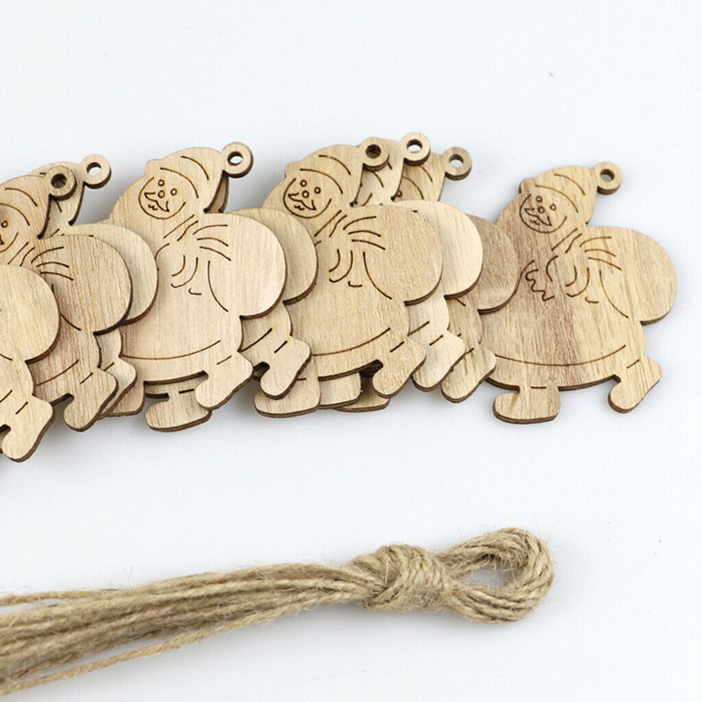 62pack Christmas Wood Chip Tree Ornaments Hanging Pendant Decoration DIY Crafts