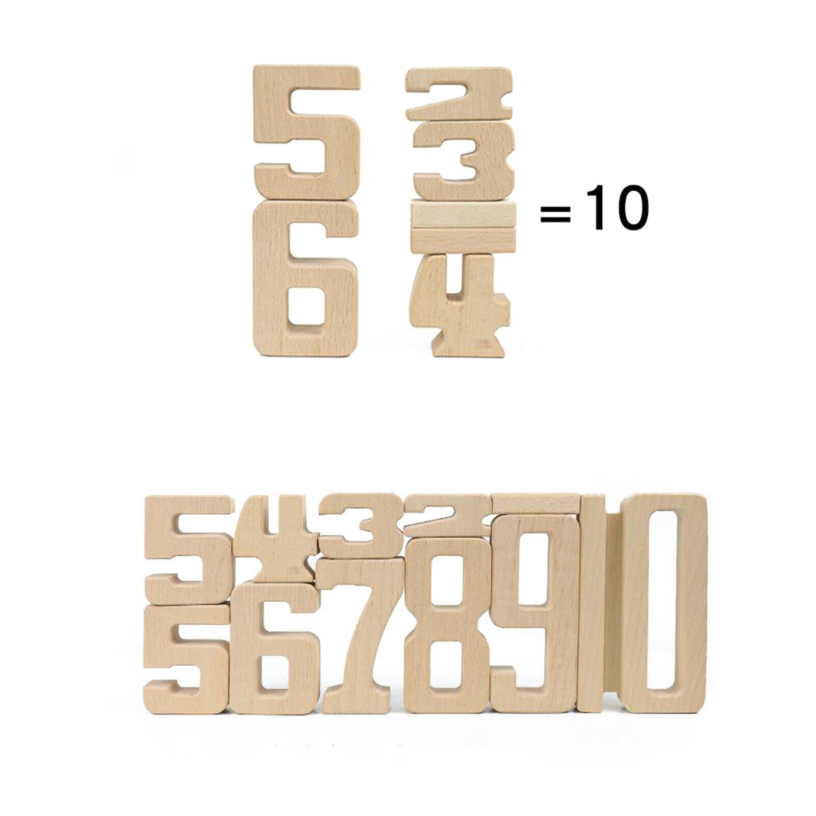 Wooden Montessori Math Building Blocks 1-10 Number Block Toys with Tray Holder