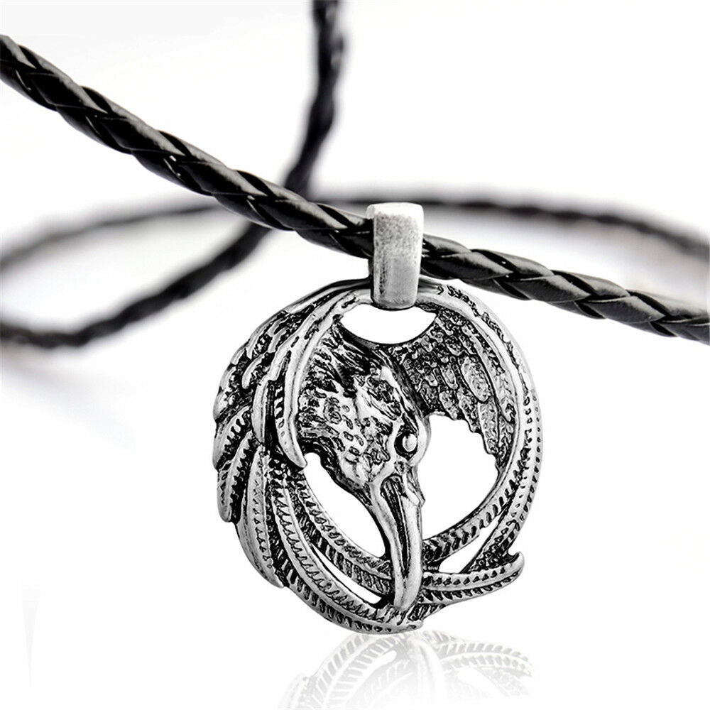 Fashion Men Viking Raven Helm Of Awe Rune Pendant Norse Amulet Necklace