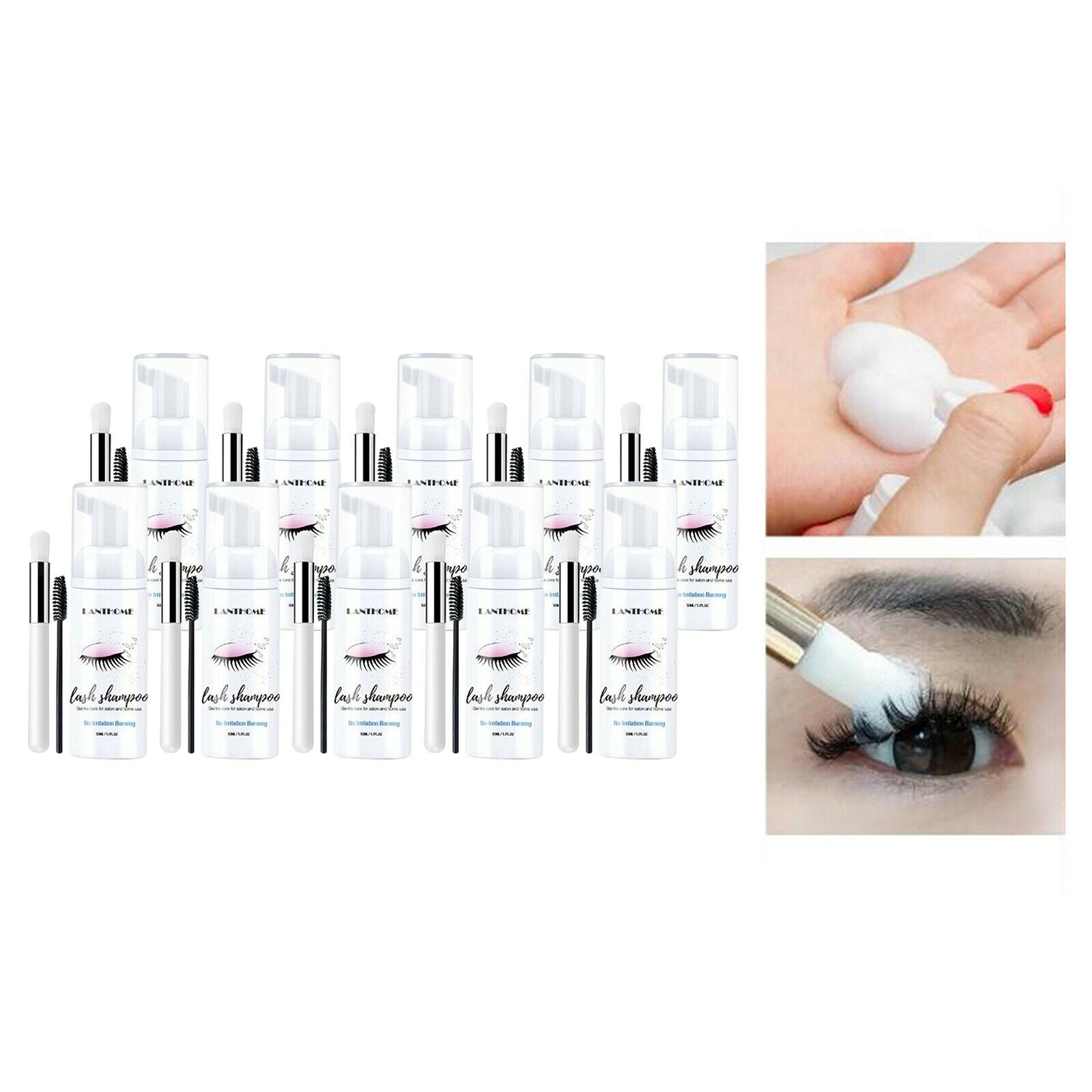 10pcs Eyelash Extension Shampoo 50ml Foam Cleanser Gentle Formula for
